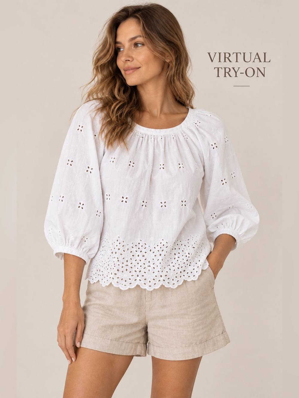 Old Navy Women’s XS White Eyelet Embroidered Cotton Blouse Puff Sleeve Boho